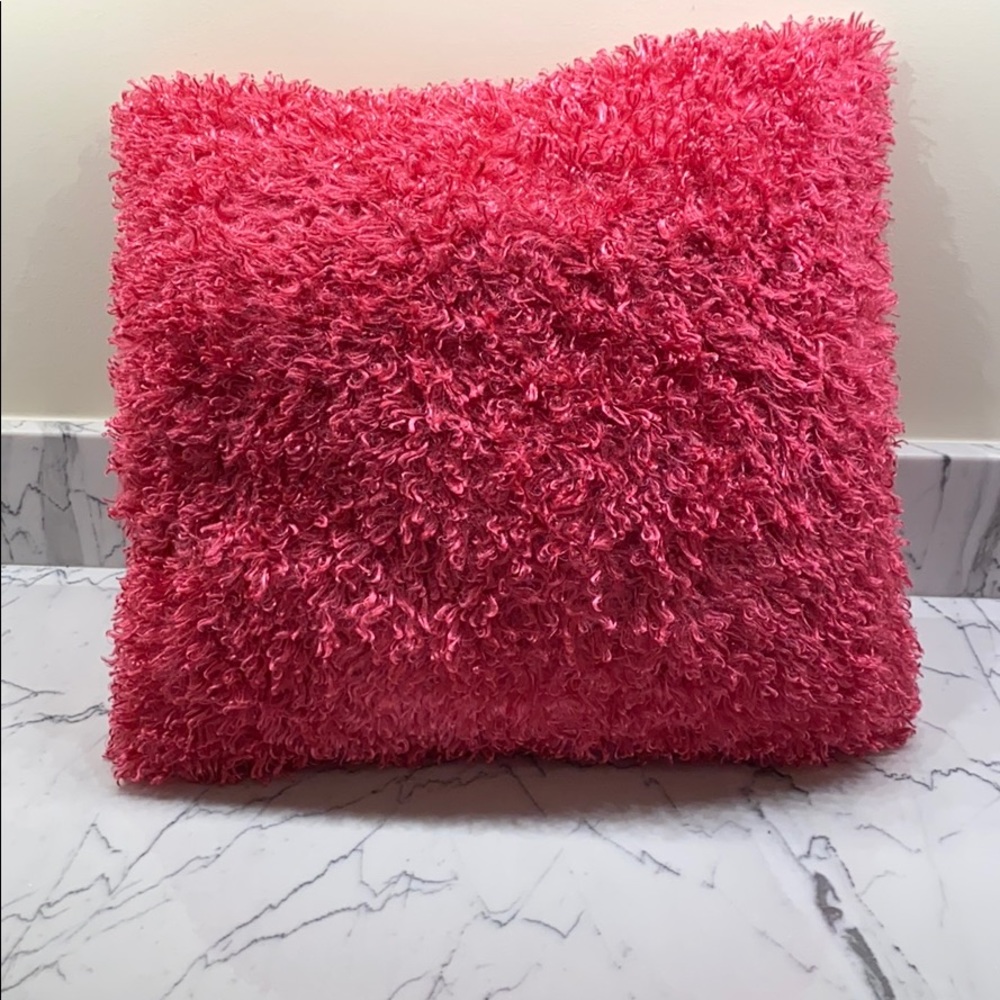 Pink Faux Fur throw pillow